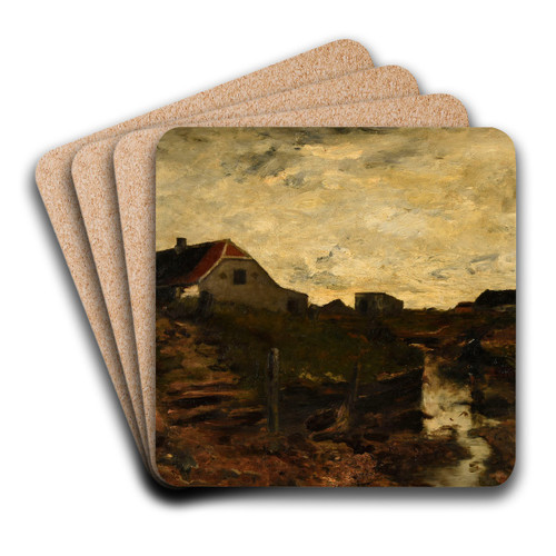 Chaumires dans les dunes  Skagen (Danemark) by mile Barau Art Drink Coaster set