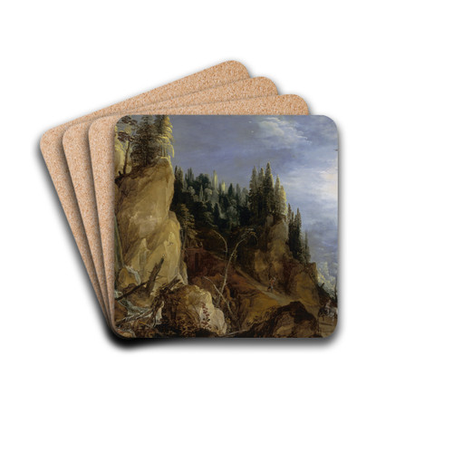 Mountain Landscape by Joos de Momper Drink Coasters - set of 4
