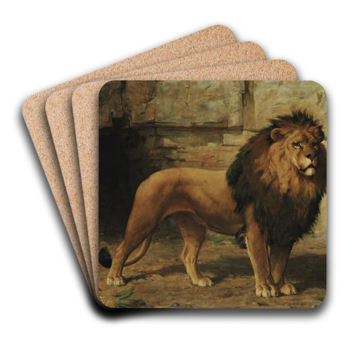 A Lion guarding his Den by George Goodwin Kilburne, Jr. Art Drink Coaster set A Lion guarding his Den by George Goodwin Kilburne, Jr. Art Drink Coaster set