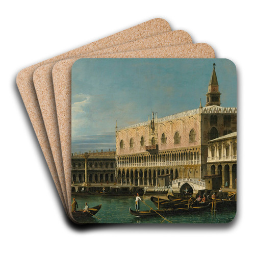 Venice, A View Of The Molo, Looking West, With The Palazzo Ducale And South Side Of The Piazzetta by Bernardo Bellotto Art Drink Coaster set