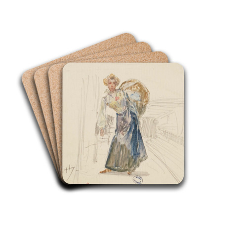 Blanchisseuse by Frdric Houbron Drink Coasters - set of 4 Blanchisseuse by Frdric Houbron Drink Coasters - set of 4