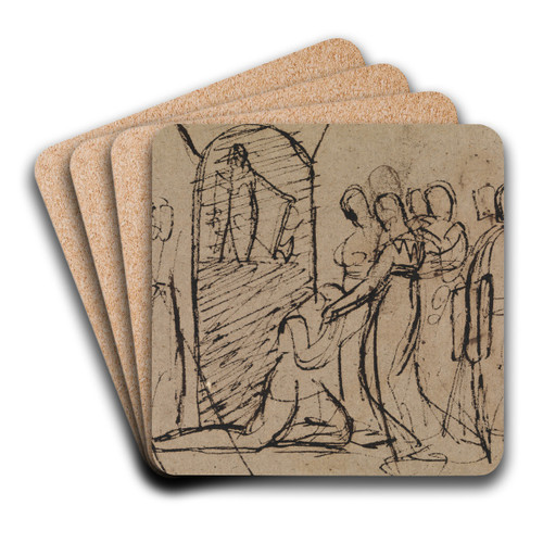 Study of Mary, Queen of Scots, Going to Execution by Benjamin Robert Haydon Art Drink Coaster set