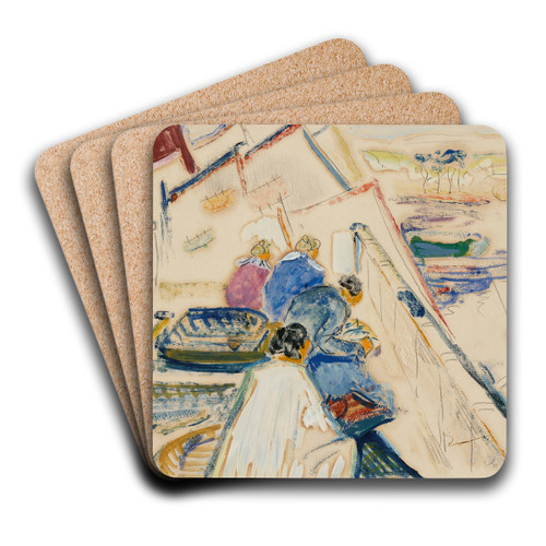 FishingBoats by Preston Dickinson Art Drink Coaster set FishingBoats by Preston Dickinson Art Drink Coaster set