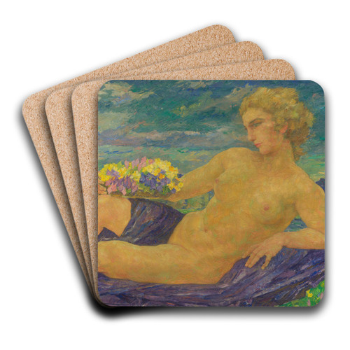 Liegender weiblicher Akt by Hans Unger Art Drink Coaster set