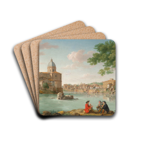 The Church Of San Giovanni Dei Fiorentini, On The Tiber, Rome by Hendrick Frans van Lint Drink Coasters - set of 4