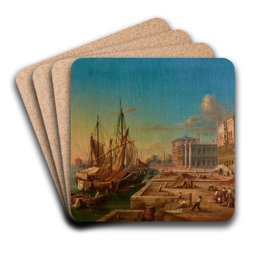 Riva degli Schiavoni, Venice by Venetian School Art Drink Coaster set