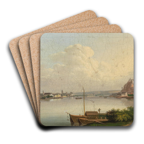 View of Koblenz with Fortress Ehrenbreitstein by Conrad Zick Art Drink Coaster set View of Koblenz with Fortress Ehrenbreitstein by Conrad Zick Art Drink Coaster set