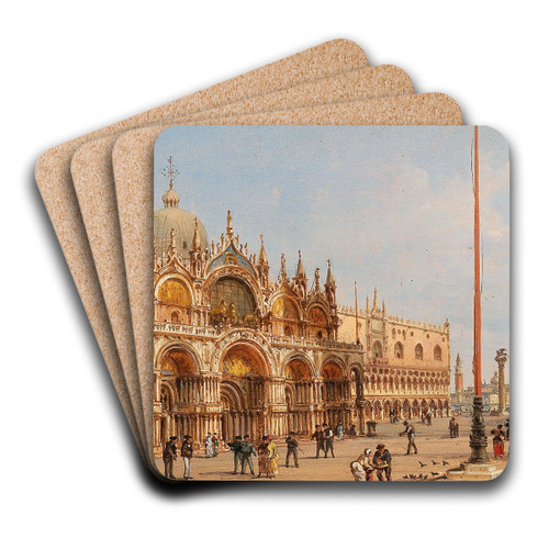 A View Of St Marks Basilica And A View Of St Marks Square by Giovanni Grubacs Art Drink Coaster set A View Of St Marks Basilica And A View Of St Marks Square by Giovanni Grubacs Art Drink Coaster set