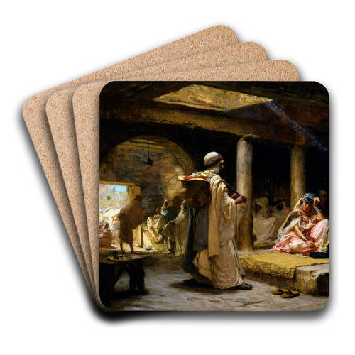 Cafe at Biskra, Algeria by Frederick Arthur Bridgman Art Drink Coaster set