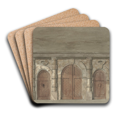 Ontwerp voor een toneeldecor van een voorportaal van een gevangenis by Pieter Barbiers Art Drink Coaster set