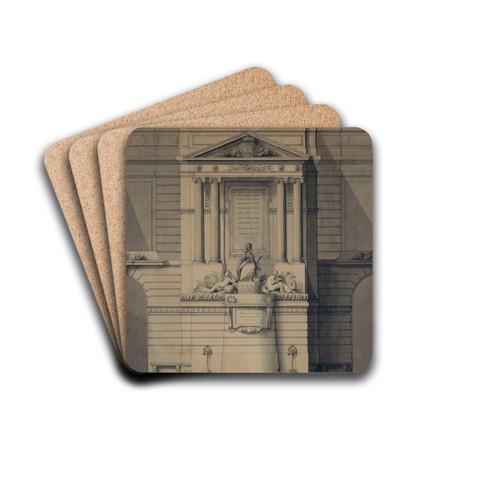 Projet pour la fontaine de la rue de Grenelle by Edm Bouchardon Drink Coasters - set of 4