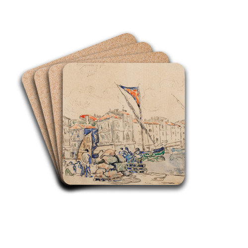 Saint-Tropez, Le Port by Paul Signac Drink Coasters - set of 4 Saint-Tropez, Le Port by Paul Signac Drink Coasters - set of 4