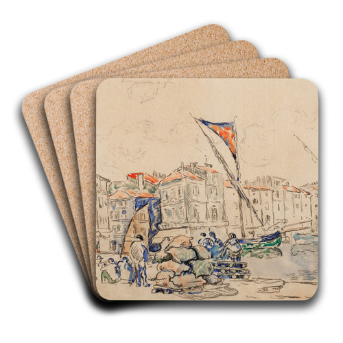 Saint-Tropez, Le Port by Paul Signac Art Drink Coaster set Saint-Tropez, Le Port by Paul Signac Art Drink Coaster set