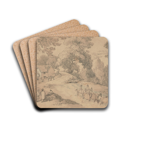Country scene in Devonshire by Thomas Rowlandson Drink Coasters - set of 4