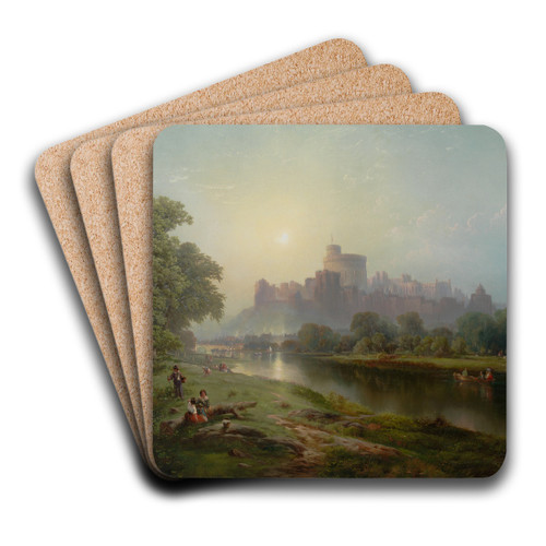 View of Windsor Castle by Edward Moran Art Drink Coaster set