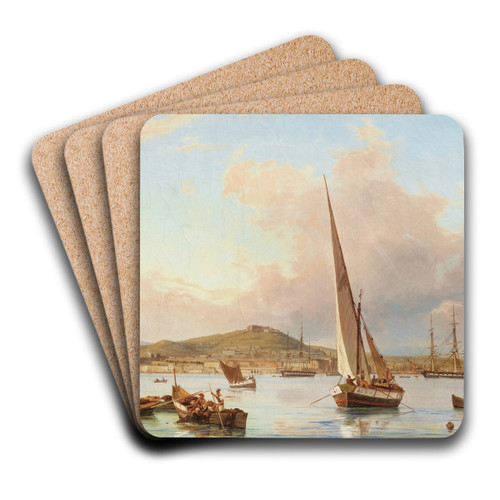 Naples, Vue de la colline du Vomero depuis la mer by Antonie Sminck Pitloo Art Drink Coaster set Naples, Vue de la colline du Vomero depuis la mer by Antonie Sminck Pitloo Art Drink Coaster set