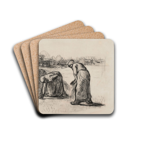 tude pour les glaneuses by Jean-Franois Millet Drink Coasters - set of 4 tude pour les glaneuses by Jean-Franois Millet Drink Coasters - set of 4