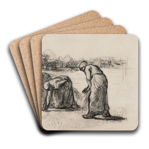 tude pour les glaneuses by Jean-Franois Millet Art Drink Coaster set