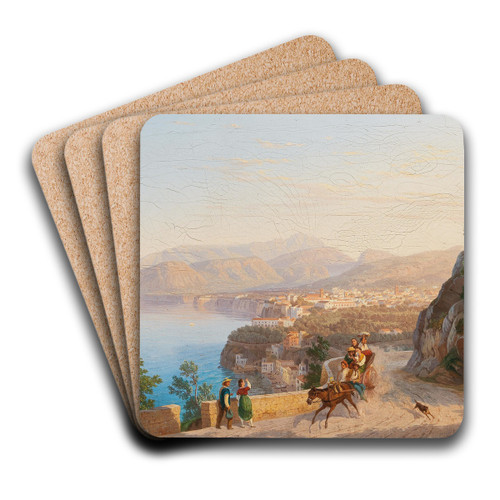 View of Sorrento, with a family outing in the foreground by Carl Wilhelm Gtzloff Art Drink Coaster set View of Sorrento, with a family outing in the foreground by Carl Wilhelm Gtzloff Art Drink Coaster set