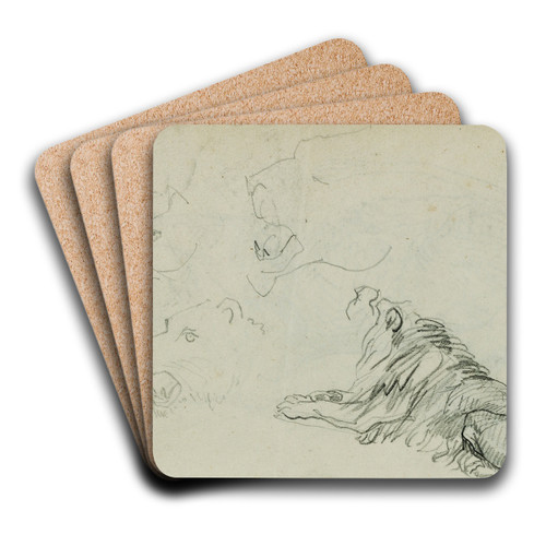 Four lion studies by Thodore Gricault Art Drink Coaster set Four lion studies by Thodore Gricault Art Drink Coaster set