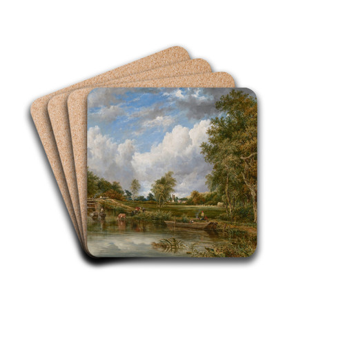 Dedham Lock on the River Stour by Frederick Waters Watts Drink Coasters - set of 4