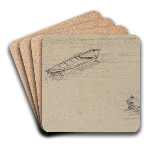 Two Boats for 'L'Abside de Notre-Dame de Paris' by Charles Meryon Art Drink Coaster set Two Boats for 'L'Abside de Notre-Dame de Paris' by Charles Meryon Art Drink Coaster set