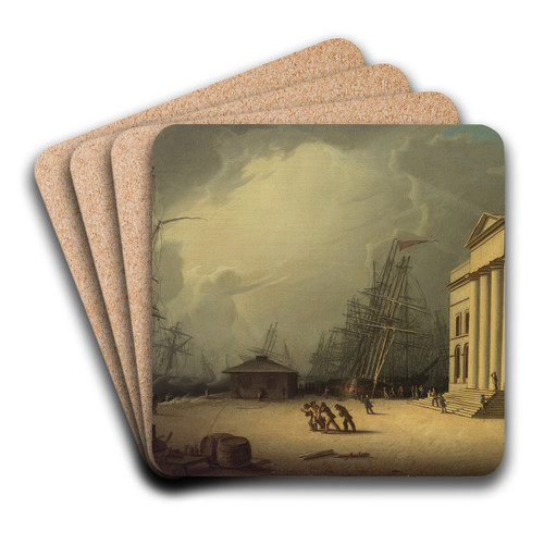 The Custom House at Greenock, Scotland by Robert Salmon Art Drink Coaster set