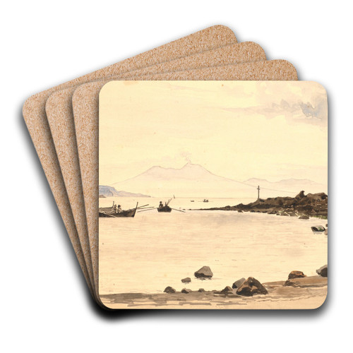 Udsigt mod Vesuv fra Procida by Martinus Rrbye Art Drink Coaster set