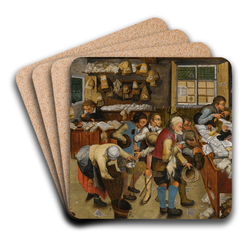 The Village Lawyer's Office by Pieter Brueghel The Younger Art Drink Coaster set