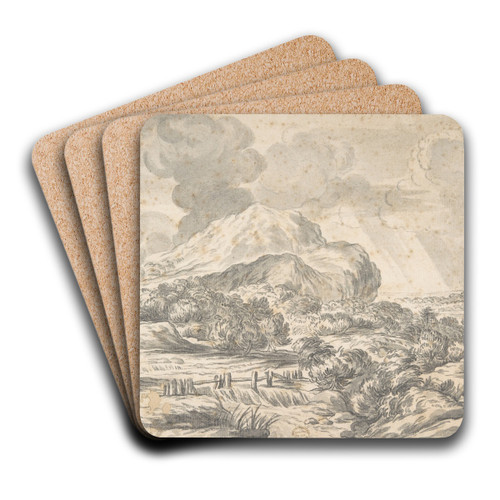 Landscape with Mountains in the Distance by Ciro Ferri Art Drink Coaster set
