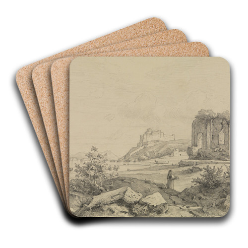 Landschaft am Golf von Pozzuoli by Friedrich Preller the Elder Art Drink Coaster set