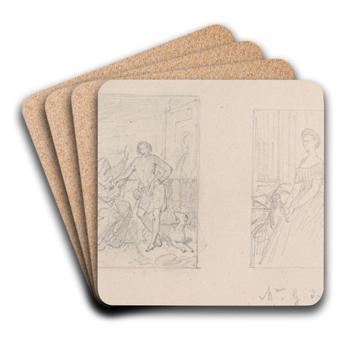 Historical Scene and portrait of madame De Pret by Nicaise De Keyser Art Drink Coaster set