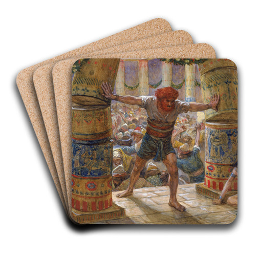 Samson Puts Down the Pillars by James Tissot Art Drink Coaster set