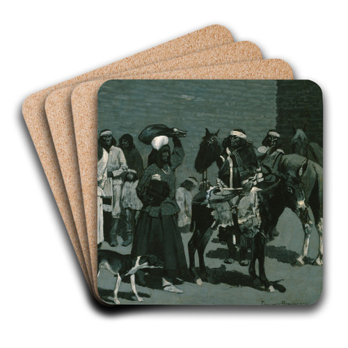 Pueblo Indian Village by Frederic Remington Art Drink Coaster set