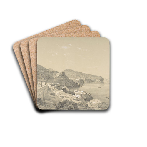 View of the Coast of Sorrento Near Vico by Carl Wilhelm Goetzloff Drink Coasters - set of 4 View of the Coast of Sorrento Near Vico by Carl Wilhelm Goetzloff Drink Coasters - set of 4