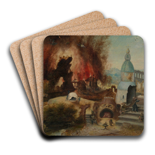 The Temptation of Saint Anthony by Workshop of Herri met de Bles Art Drink Coaster set