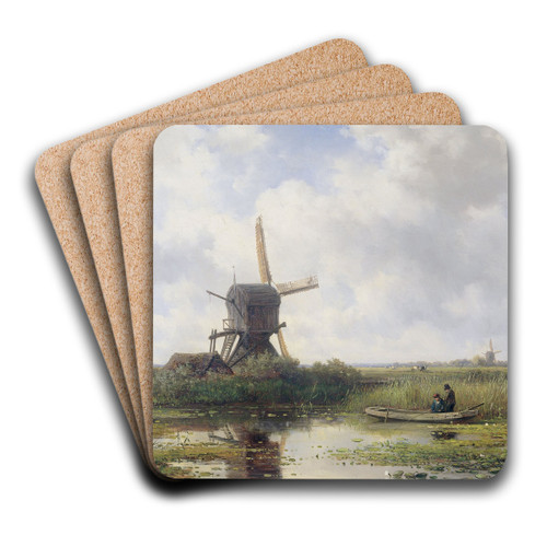 The Gein River, near Abcoude by Willem Roelofs Art Drink Coaster set The Gein River, near Abcoude by Willem Roelofs Art Drink Coaster set