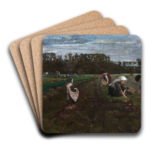 Potato Harvest by Max Liebermann Art Drink Coaster set