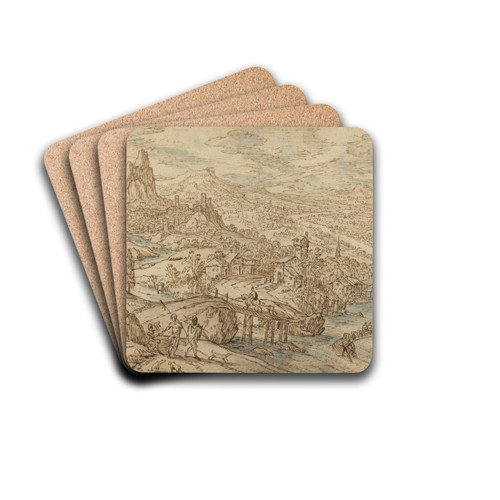 River Landscape by Tobias Verhaecht Drink Coasters - set of 4