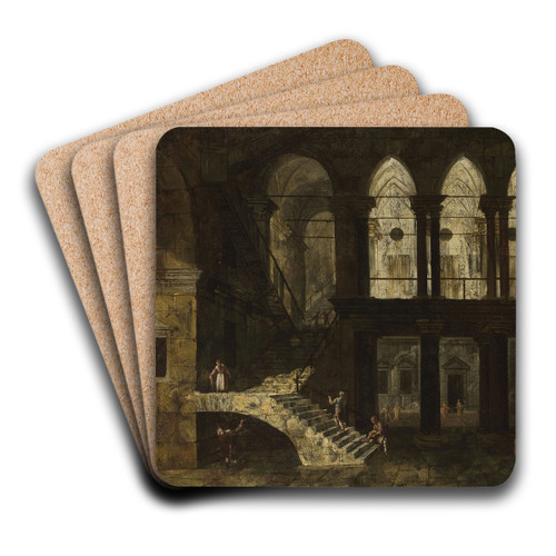 Architectural fantasy featuring a palace courtyard by Michele Marieschi Art Drink Coaster set