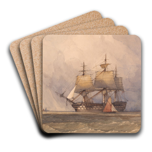 Coast Scene with Shipping by Charles Bentley Art Drink Coaster set