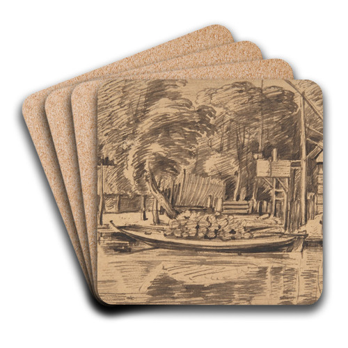 Landscape with a Canal in the Foreground by Johannes Leupenius Art Drink Coaster set Landscape with a Canal in the Foreground by Johannes Leupenius Art Drink Coaster set