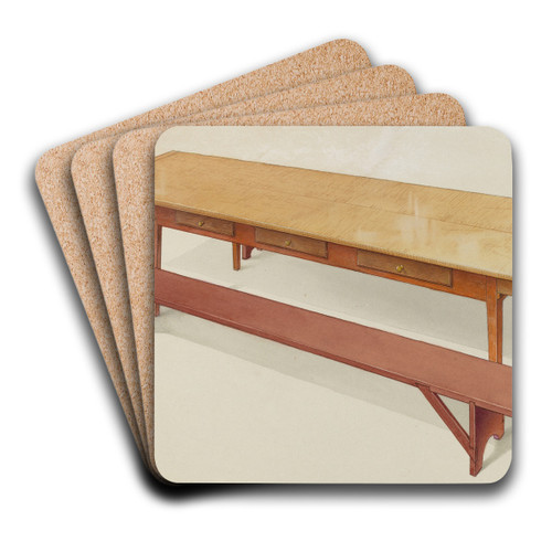 Shaker Refectory Table with Benches by Alfred H. Smith Art Drink Coaster set Shaker Refectory Table with Benches by Alfred H. Smith Art Drink Coaster set