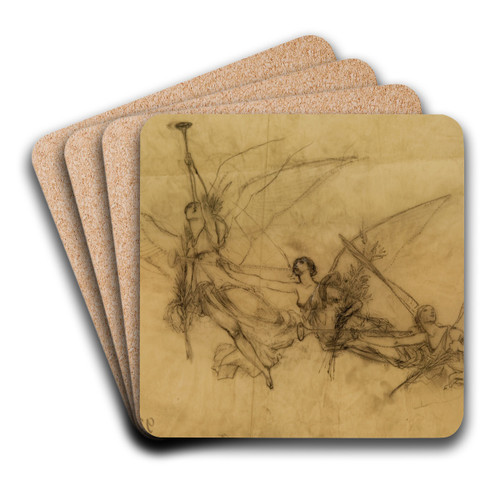 tude de figures volantes by Luc-Olivier Merson Art Drink Coaster set tude de figures volantes by Luc-Olivier Merson Art Drink Coaster set