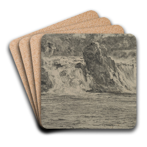 Falls of the Rhine at Schaffhausen (Rheinfall von Schaffhausen) by Adolph von Menzel Art Drink Coaster set