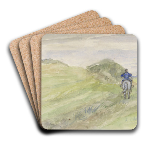 Ruiter op een landweg by Jozef Israls Art Drink Coaster set