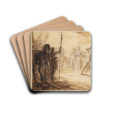 Kong Skjolds tvekamp med Skate by Nicolaus Knpfer Drink Coasters - set of 4