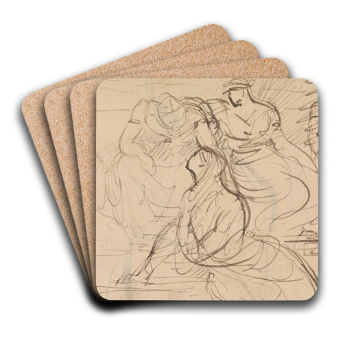 Figure Study of Women in Various Sitting and Standing Poses by Benjamin Robert Haydon Art Drink Coaster set