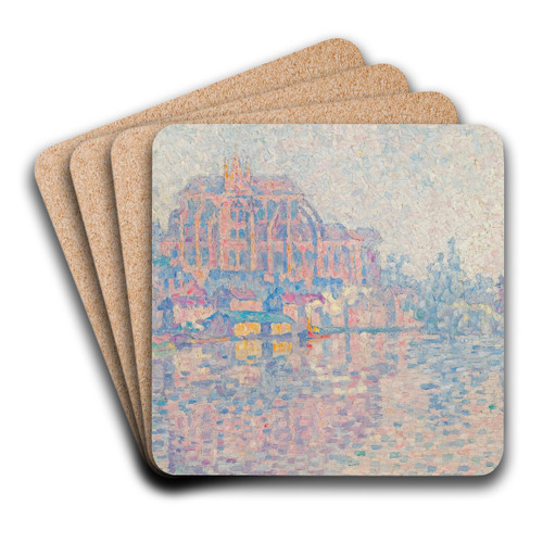Auxerre, La Rivire by Paul Signac Art Drink Coaster set Auxerre, La Rivire by Paul Signac Art Drink Coaster set