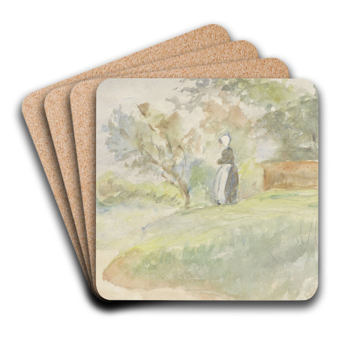 Staande vrouw in een landschap by Jozef Israls Art Drink Coaster set